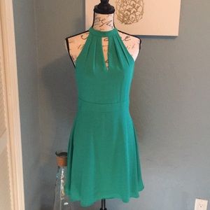 Green Express knee length cocktail dress.